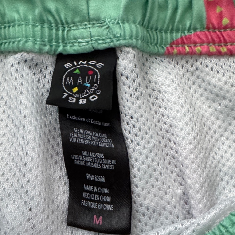 Maui and Sons Starfish Swim Shorts - Mint and Pink Men’s Size Medium - Picture 2 of 4
